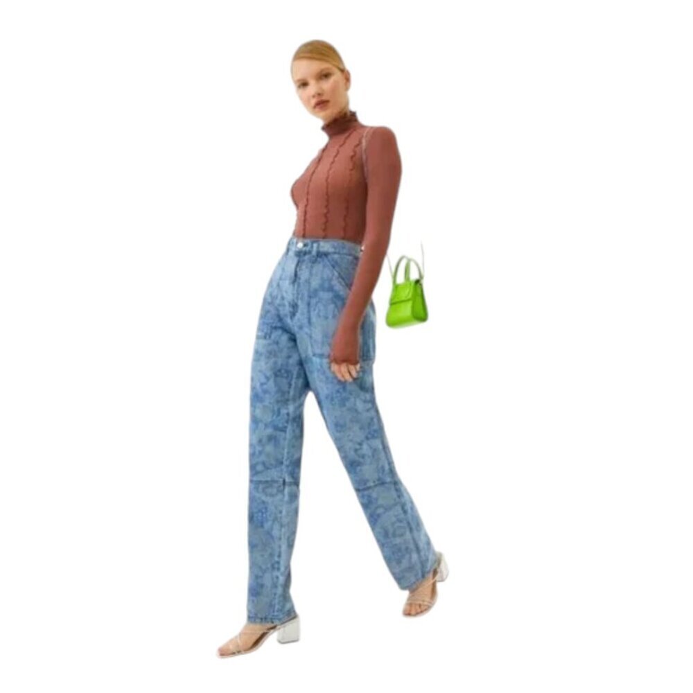 BDG Baggy Blue Floral Carpenter Painter Jeans Pants